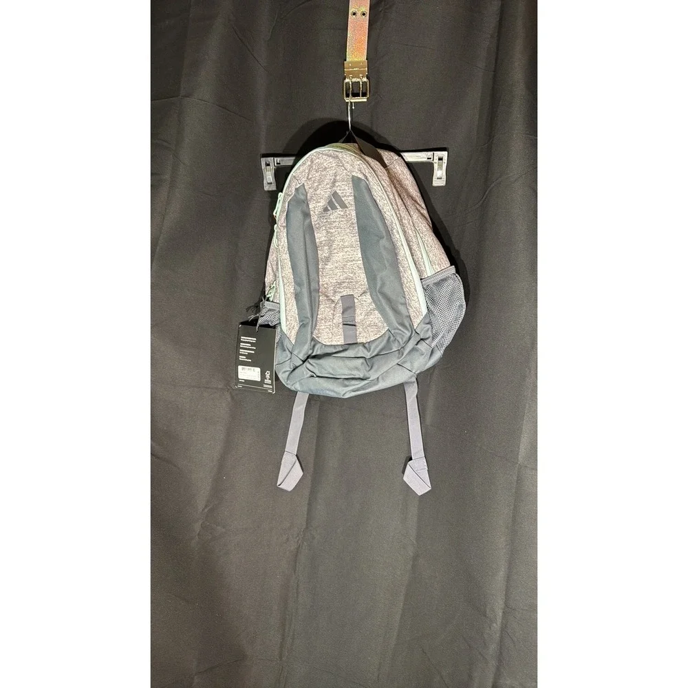 Adidas Excel Grey Heather Performance Backpack Mint Accents Sporty Bag